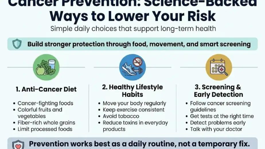 Cancer prevention through healthy diet and regular physical activity