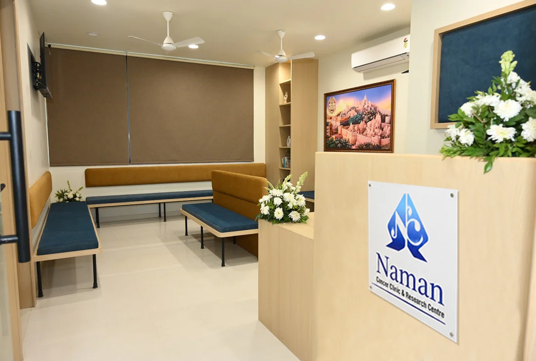 Cancer clinic reception area in Surat