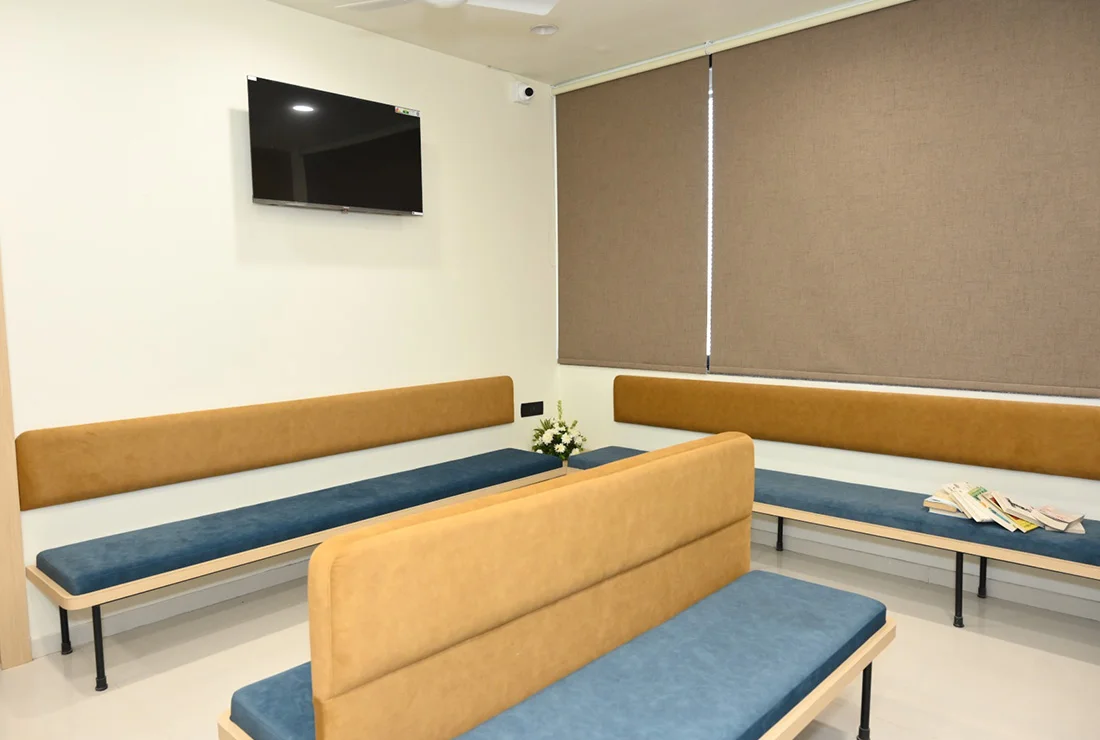 Comfortable patient waiting area in cancer clinic Surat